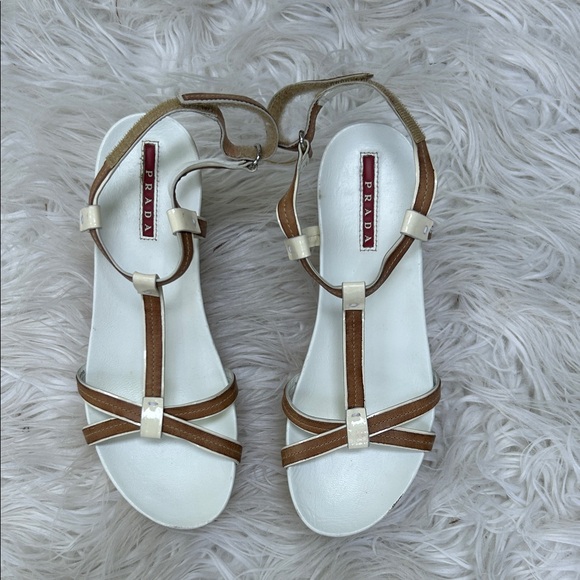 Prada Women's Cream and Tan Sandals - Picture 1 of 4